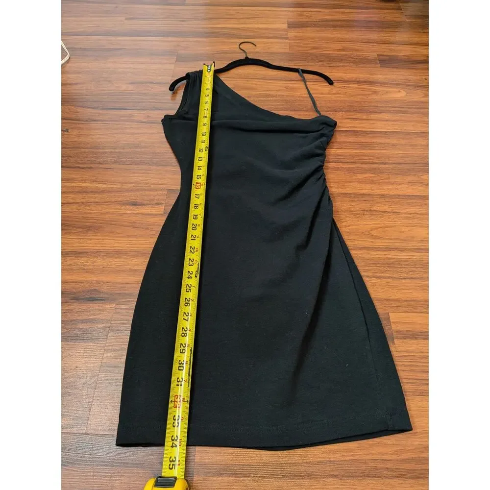 Tapemeasure New York One Shoulder Ruched Black Mini Dress Size M Vintage Y2K